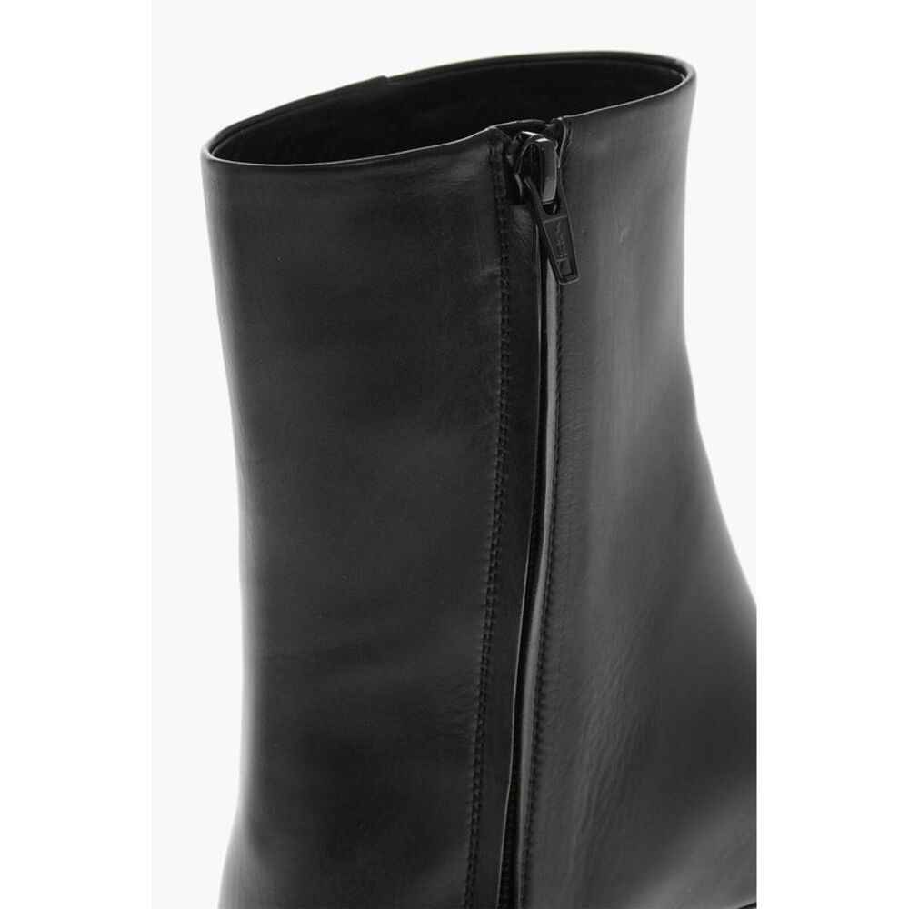 Leather Ankle Boots HOURG With 7cm Curved Heel - Picture 5 of 5